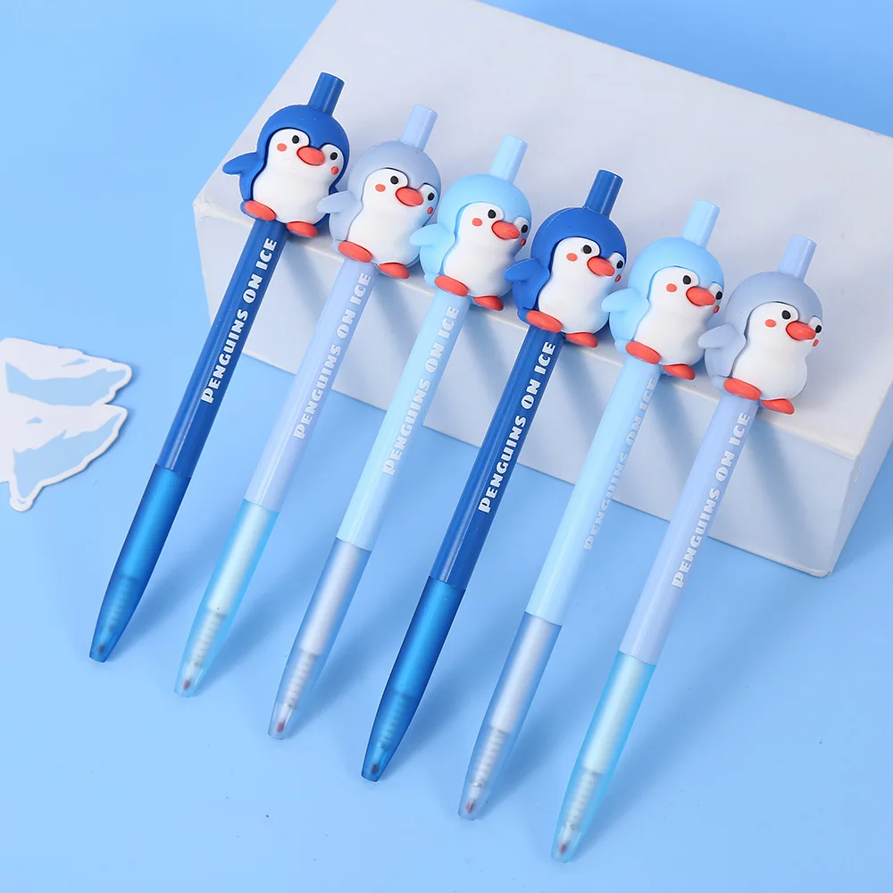 36PCS  Penguin series press Rollerball pen cartoon cute 0.05mm neutral signature pen student examination pen wholesale