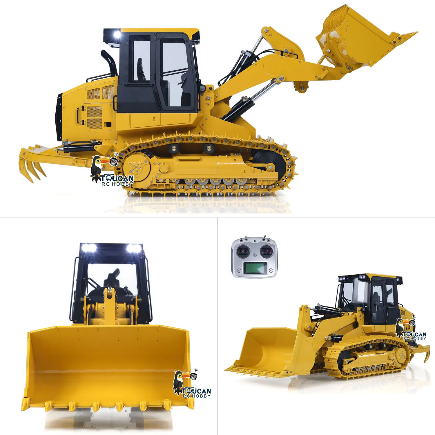 

1/14 JDM 188 RC Loader Metal Tracked Hydraulic Dozer 963D Radio Control Car Plough Machine Valve Pump Sound Light Toys TH20009