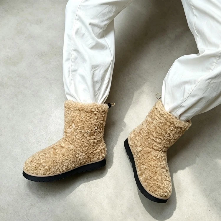 Lamb Wool Snow Boots for Women, Short Tube, 2026 New Winter Thickened Non-Slip Warm Women's Shoes