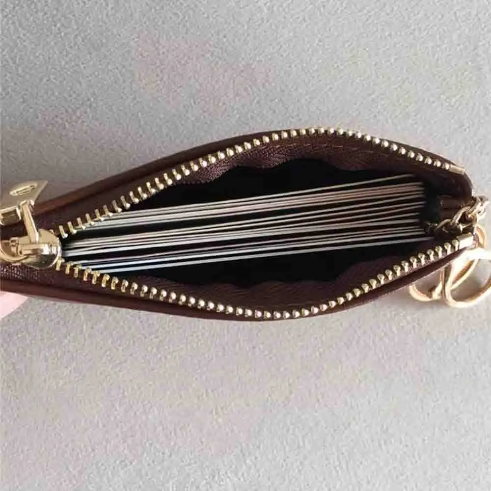 Women'S Card Holder With Keychain Iretro Oil Wax Leather Wallet Slim Zipper Around Coin Purse Fashion Mini Wallet For Keys