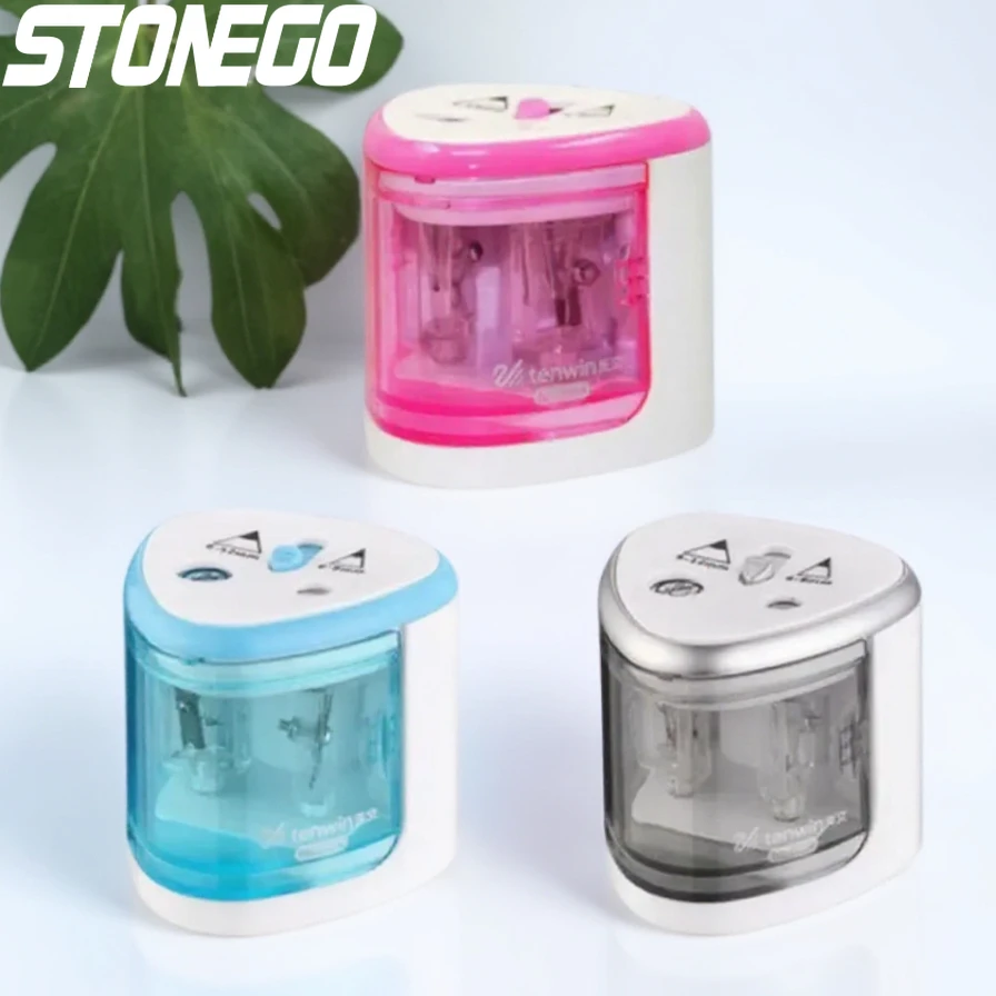 

Электрическая точилка для карандашей с двумя отверстиями, автоматическая, для детей, школьная, для письма, эффективная