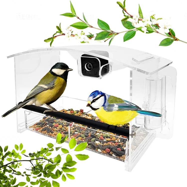 

Оптовая продажа оконной кормушки для птиц с мощными присосками — мини-камера и распределение воды включает акриловую кормушку для птиц