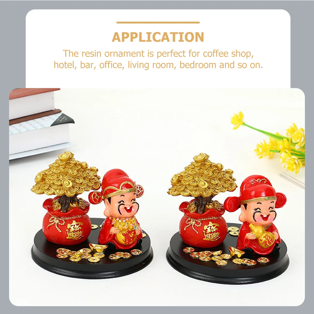 

God of Wealth Statue Resin Alloy Decor nament Home Office Desktop Gift Interior Wreath Figurine Small Model
