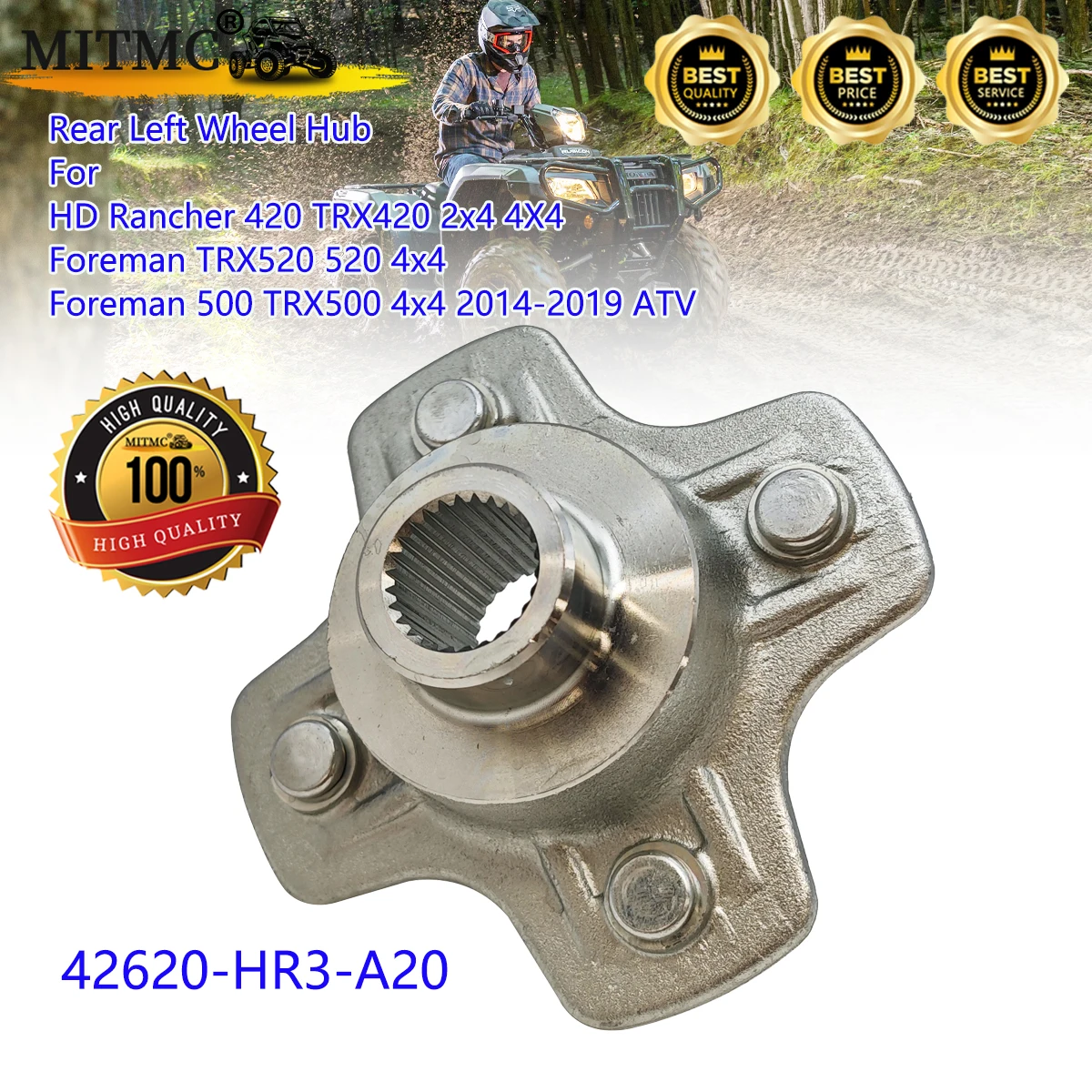 Rear Left Wheel Hub For HD Rancher 420 TRX420 2x4 4X4  Foreman TRX520 520 4x4 Foreman 500 TRX500 4x4 2014-2019 ATV