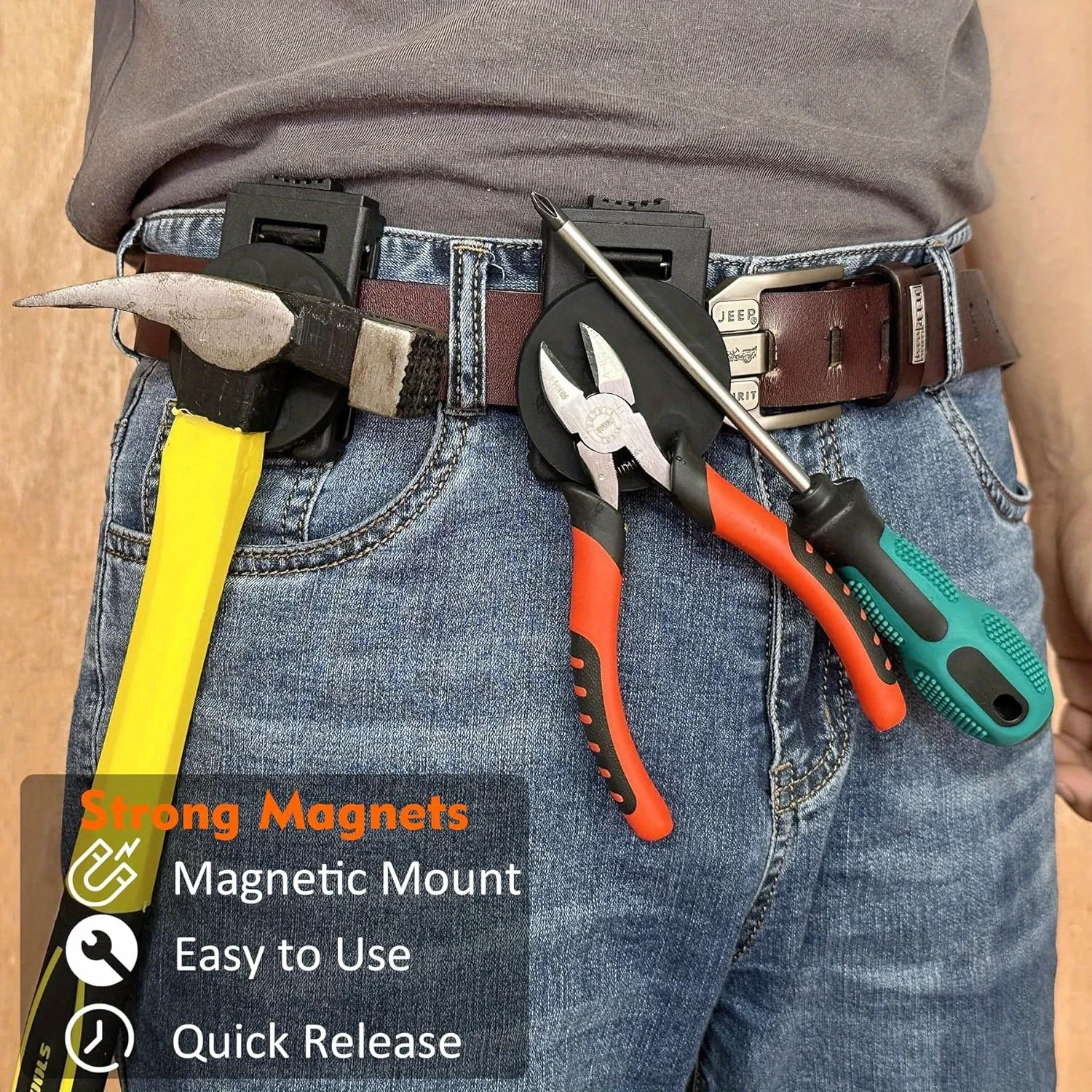 Heavy-Duty Magnetic Tool Belt Clip Non-Slip Magnet Tool Holder Belt for Hammer Screwdrivers Adjustable Wrench Magnetic Tool Belt