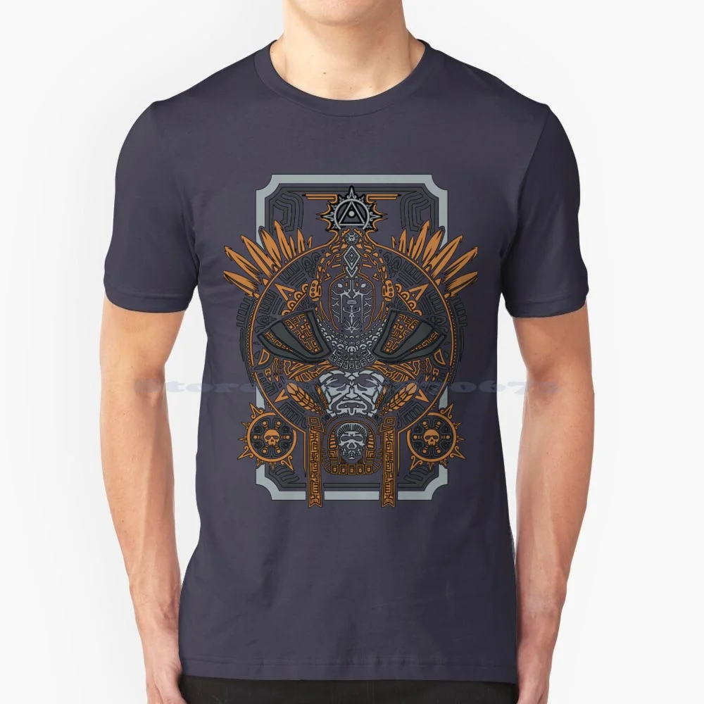 Poe Abstract Fan Art Temple T Shirt 100% Cotton Tee Poe Abstract Temple Path Of Exile Fan Art Gold Black Cool Modern