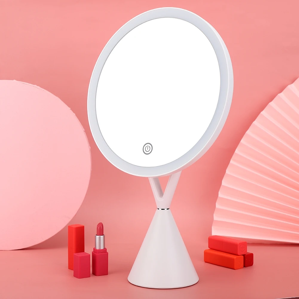 

LED Light Makeup Mirror for Touch Button Home Desktop USB Charging Brightnes Adjustable Cosmetic Mirror 1X + 5X Magnifying Glass