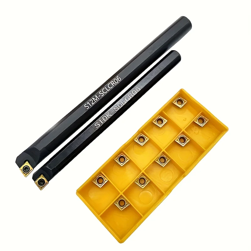 2-Piece 95° Internal Turning Tool Set with 10 CCMT060204 Inserts - Steel & Stainless Steel Machining Kit
