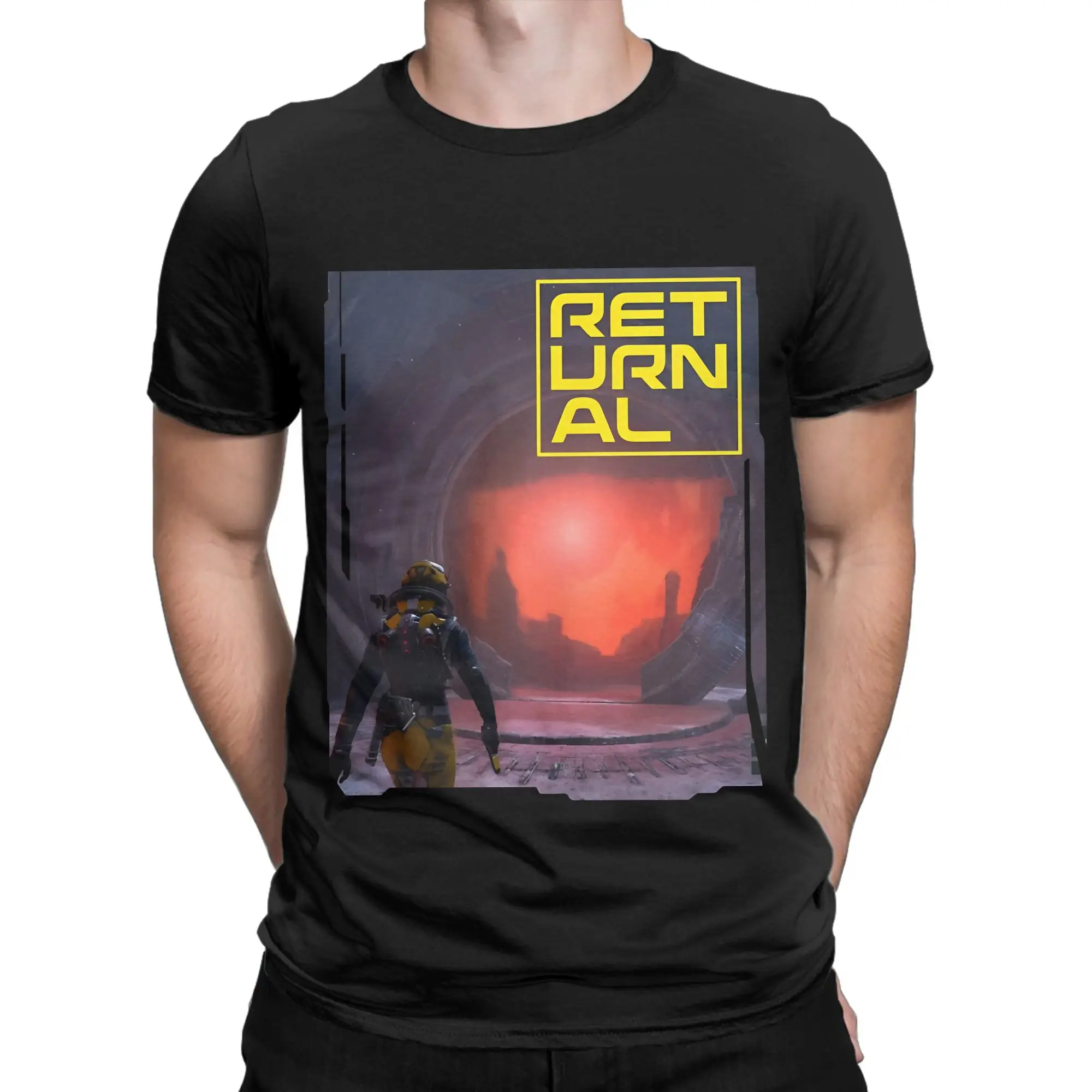 Returnal Crimson Gateway Funny Graphic 100% Cotton T-Shirt Returnal Tops Tees For Men