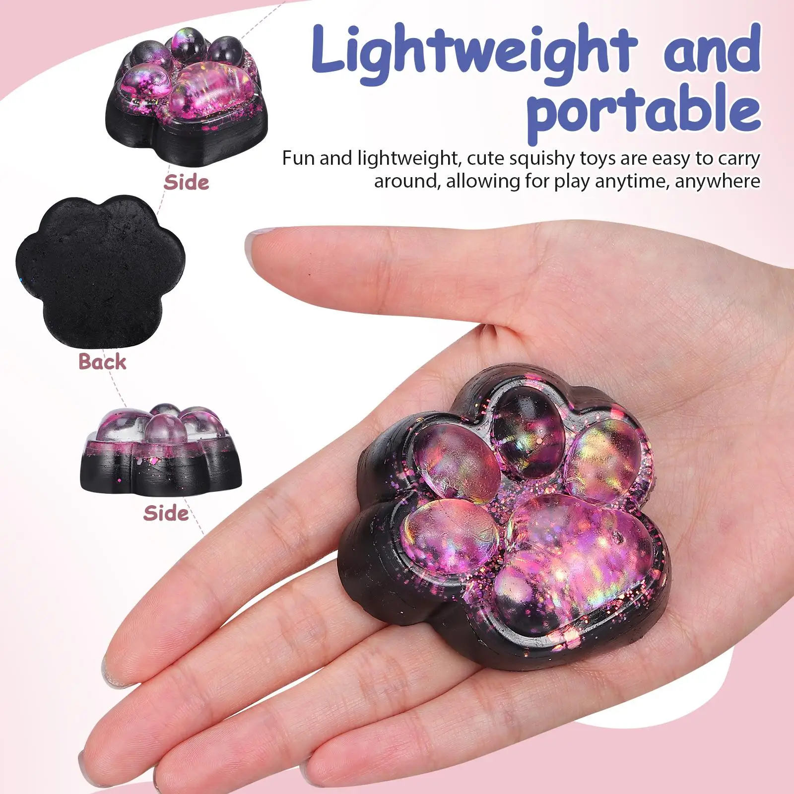 3 Pcs Black Cat Squeeze Toys Adorable Paw Design Soft Safe TPR Material Fidget Toy for Kids Adults Party Favor