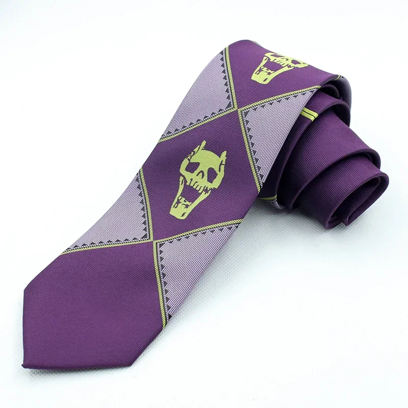 Anime JoJo's Bizarre Adventure Kira Yoshikage Cosplay Necktie Unisex Tie Skull Neck Heavens Door Cosplay Costume Prop