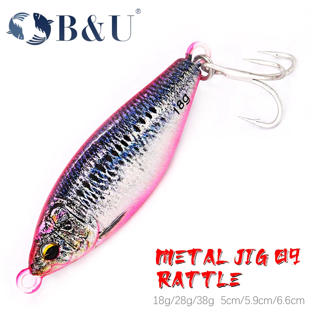 

B&U Metal Jig Spoon Bait Spinner Sinking 3D Eye Color Laser Spinning Gear Luring Cast Fishing Tackle Blade Hook Pesca VIB Lure