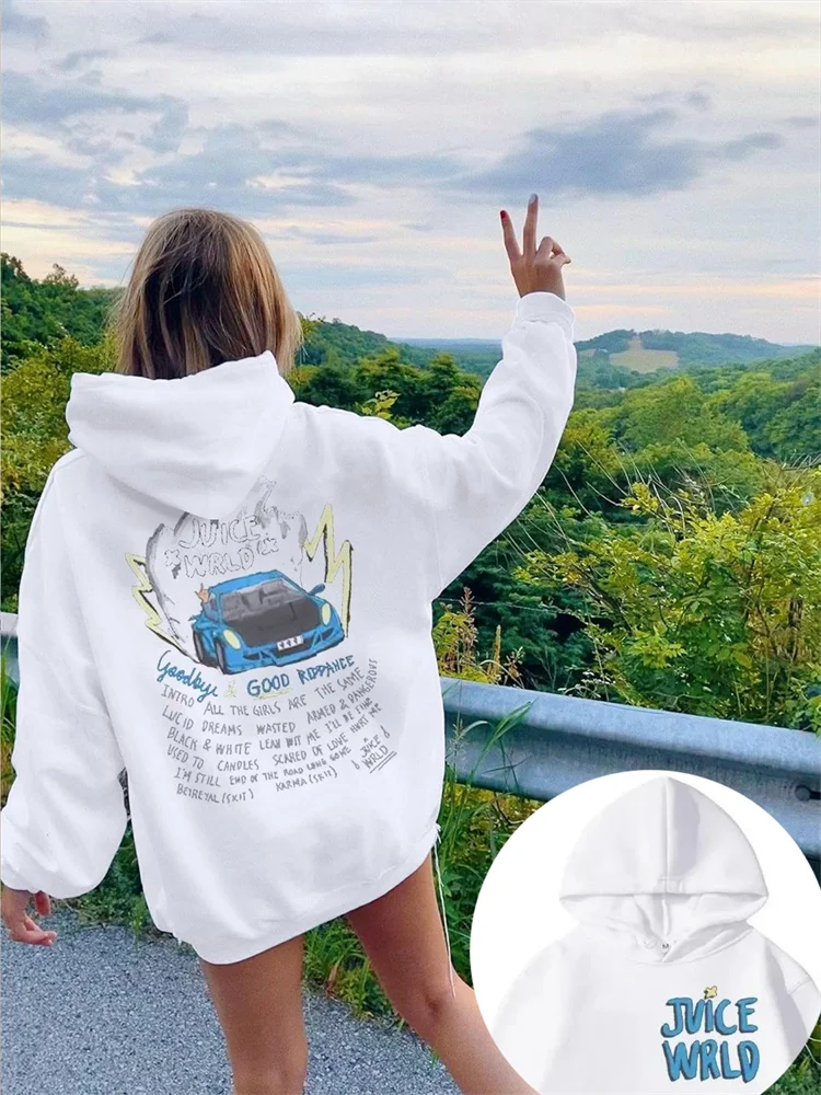 2024 Juice Wrld Rapper Hoodie For Women Street Fashion Sweater Popular Hip Hop Sweatshirt Winter Long Sleeve Streetwear