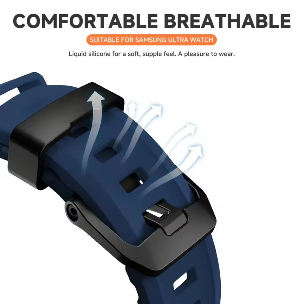 حزام سيليكون لساعة سامسونج جالاكسي الترا 2025 47 ملم حزام رياضي مريح للتنفس لساعة جالاكسي الترا 8-7 47 ملم