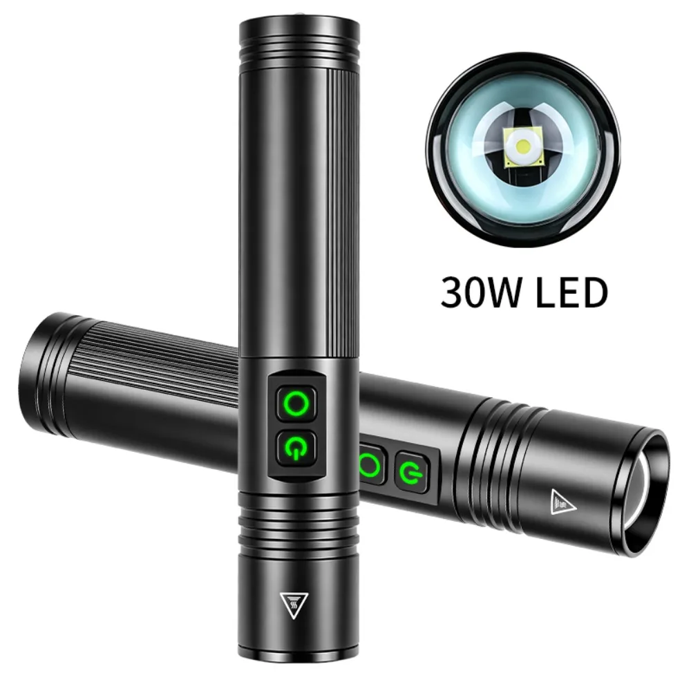 White Light Telescopic Zoom Flashlight Long Throw Window Breaker Survival Torch for Camping Outdoor Emergency Lighting