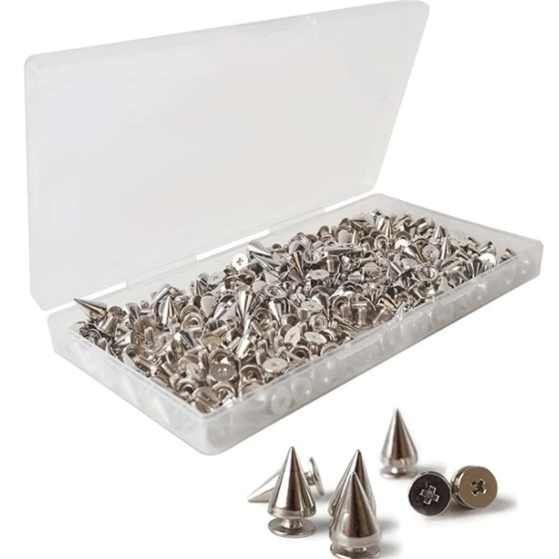 

200PCS Cone Studs and Spikes 9.5x7mm Punk Spikes Rivet for Clothing Leather Bags