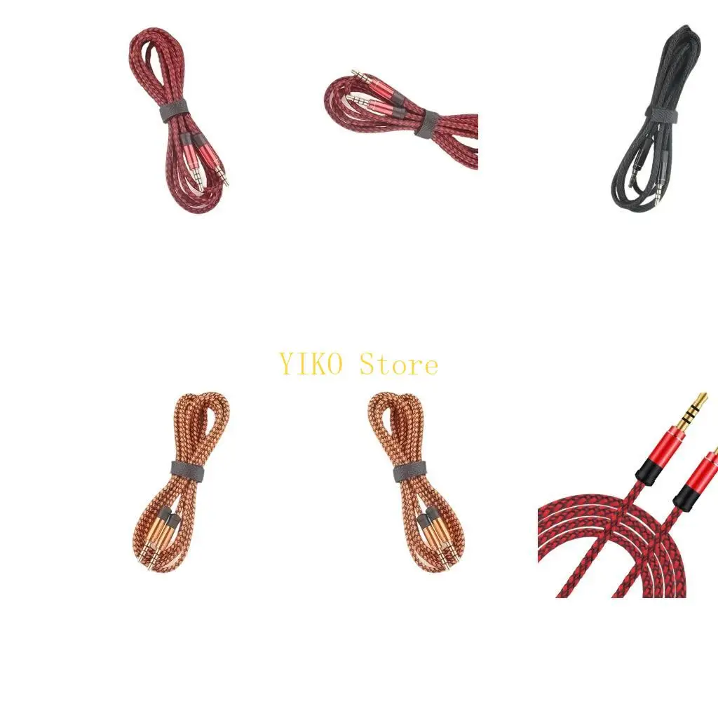 K32C Portable 3.5mm Male to Male Audios Cable with Gold Plated Tip and Nylon Braided Cover 3.5mm Cord for Versatility Use