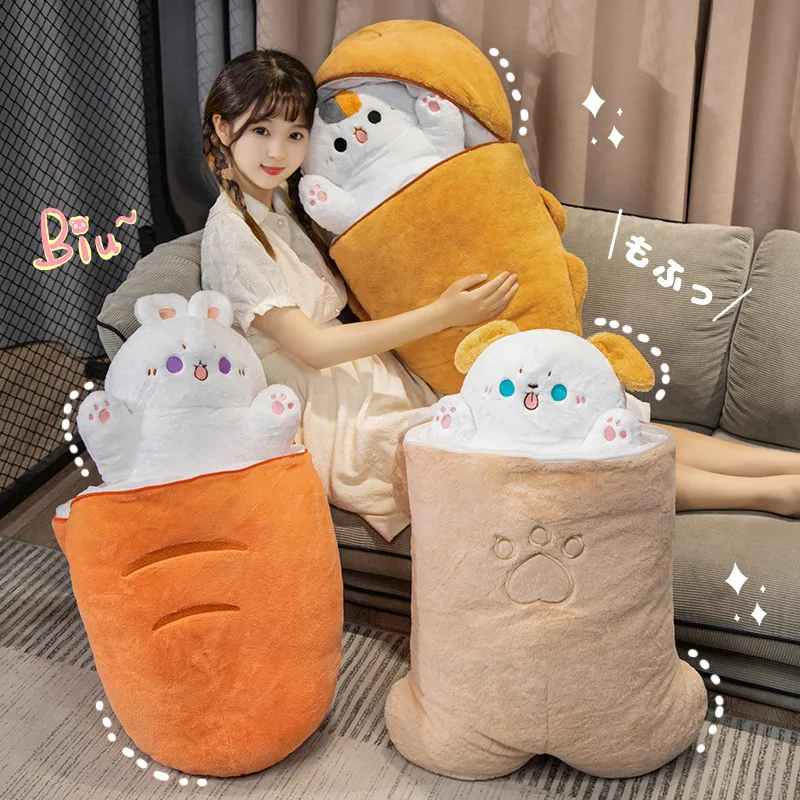 80cm Carrot Bunny Taiyaki Cat Cosplay Plush Toys Creative Big Bone Cute Dog Stuffed Soft Pet Animal Plushies Pillow Room Decor