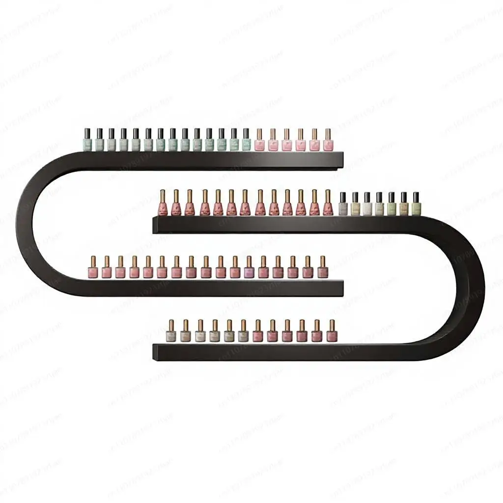 Jmz U-Shaped Wall Mounted Nail Polish Rack Minimalist Display Shelf for Nail Salon Space Saving Art Storage Organizer