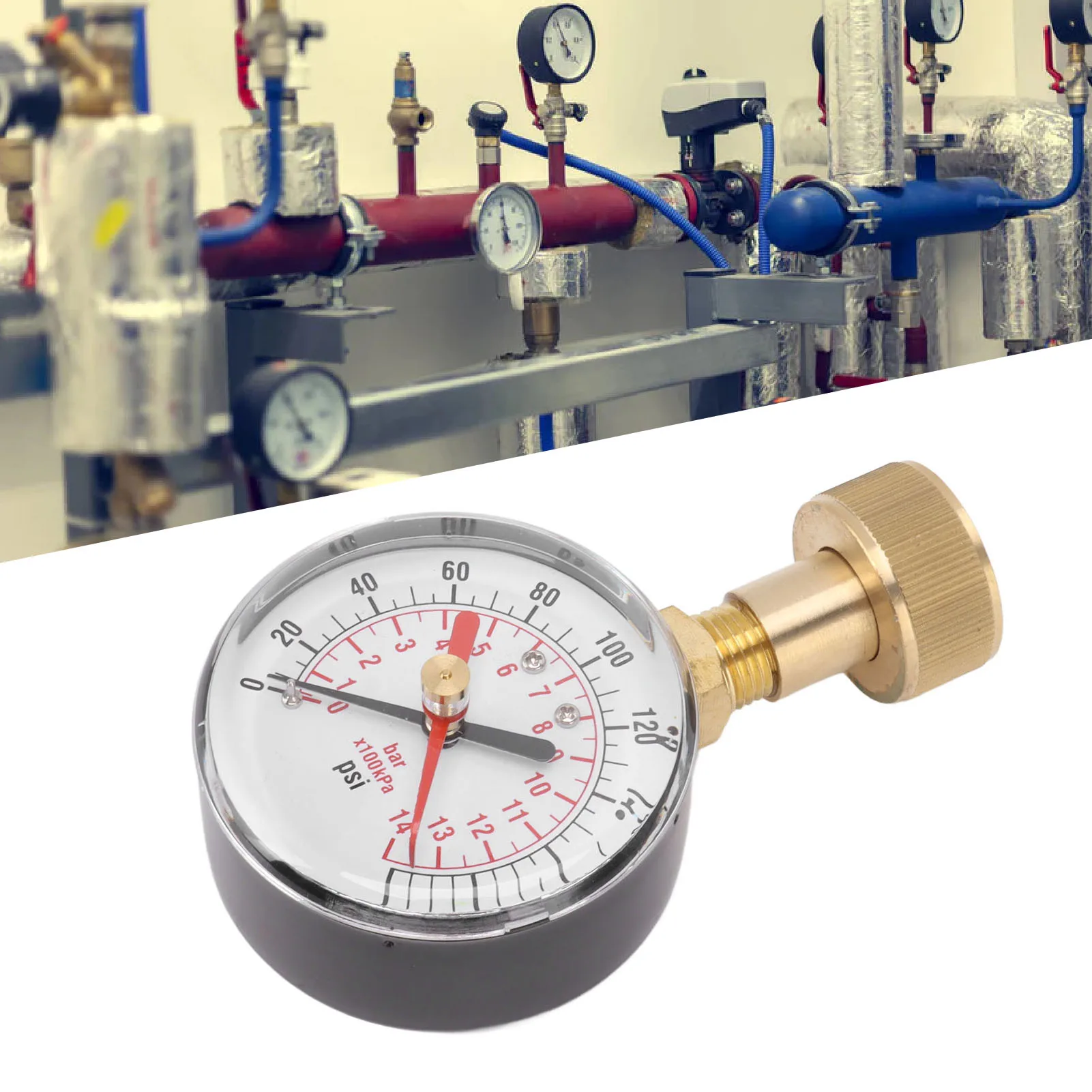 Waterdruktestmeter Nauwkeurige waterdruktestmeter Duidelijke tekenschaal Ijzer en aluminiumlegering voor zwembaden