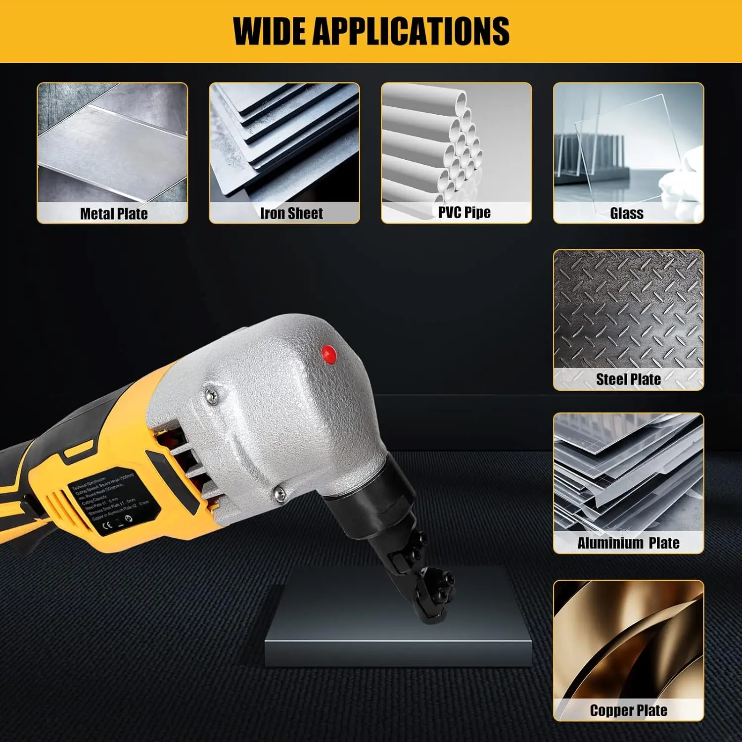 Cordless Electric Nibbler Compatible with Dewalt 18V 20V Battery Cutting Tool for Cutting Stainless Steel,Aluminium,Plastic