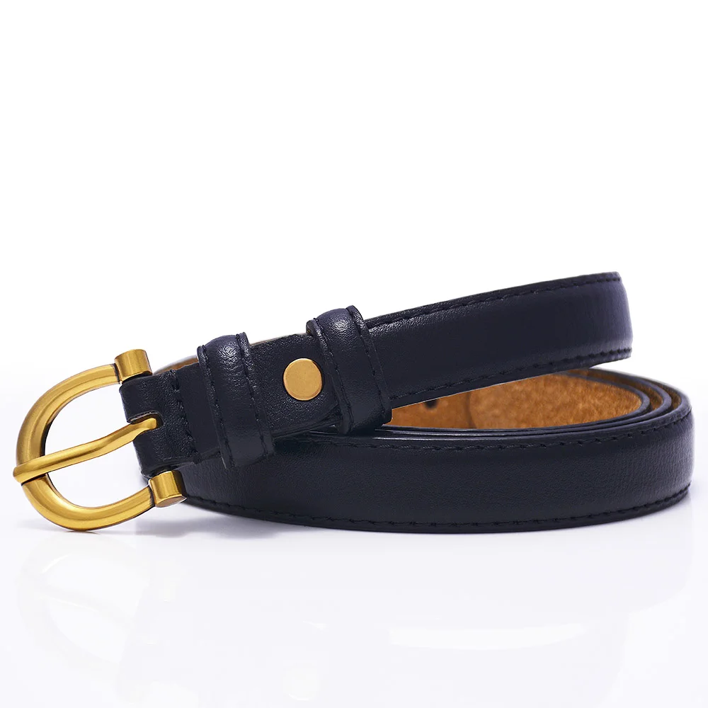 Cinturones de lujo para mujer, Cinturón de piel sintética de alta calidad, correa de cintura con hebilla de cobre para vaquera, ancho de 1,8 cm