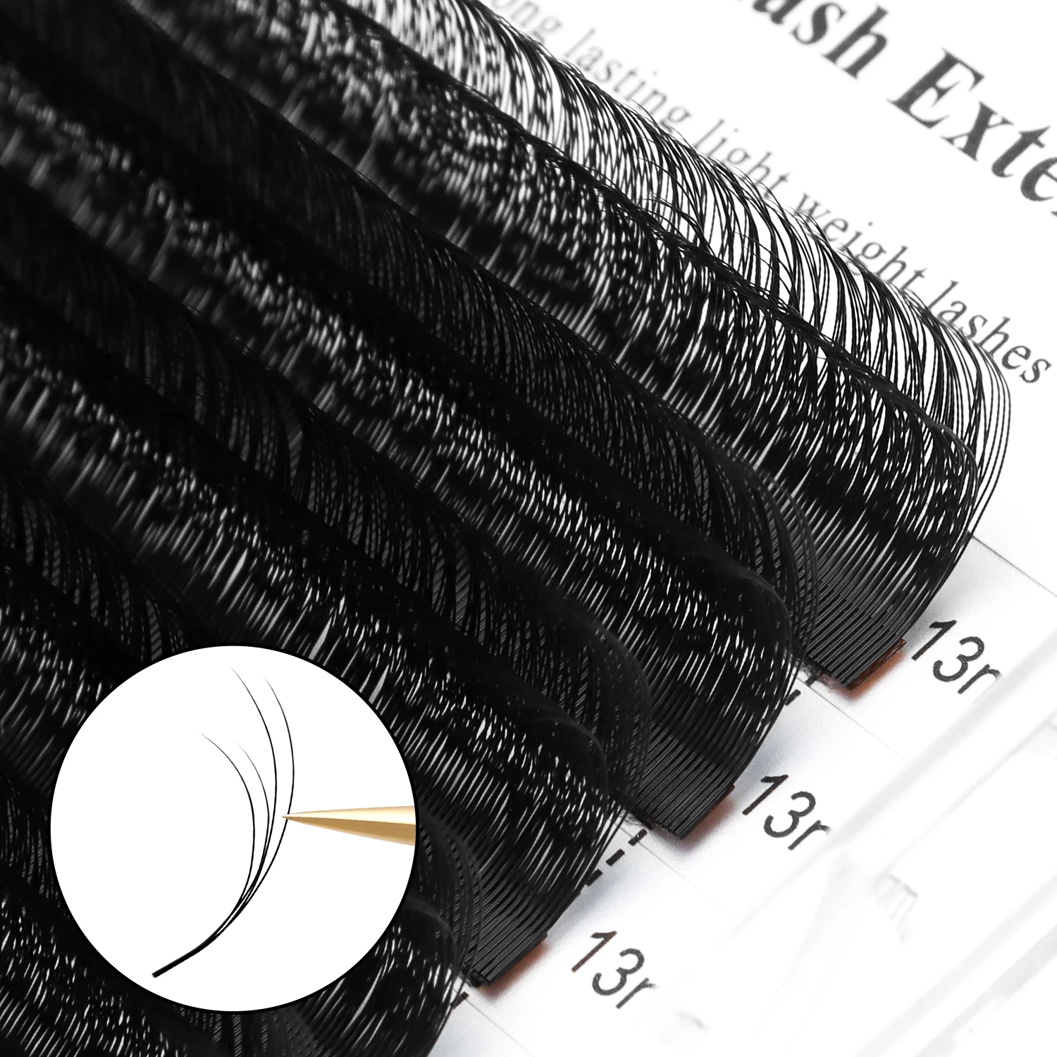 XIUSUZAKI Doppelschichten YY Lash Extensions Vorgefertigte Fächer Volumen Wimpernverlängerung Weiche individuelle falsche Wimpern Make-up-Tools