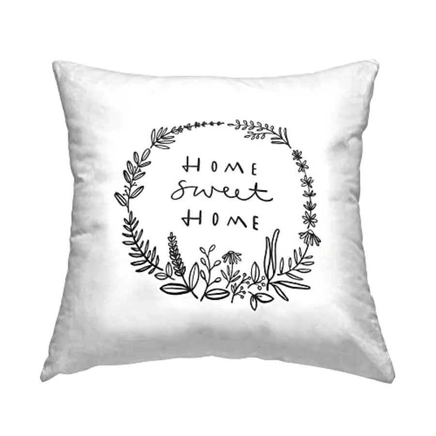 

Декоративная подушка Sweet Home Casual Botanical Wreath Nina Muis Surface Design, 18 x 18, белая