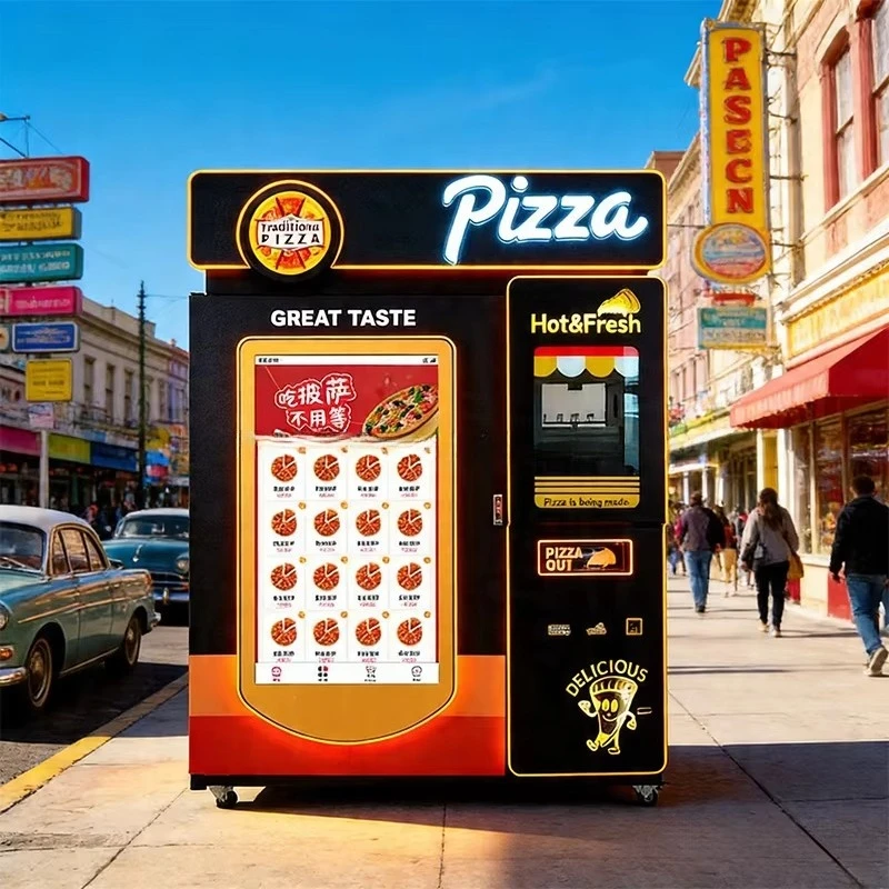 Large Capacity 20-30 Pizza/Hour Touch Screen Unattended Multi-Payment Method Compressor Cooling Pizza Vending Machine Food Grade