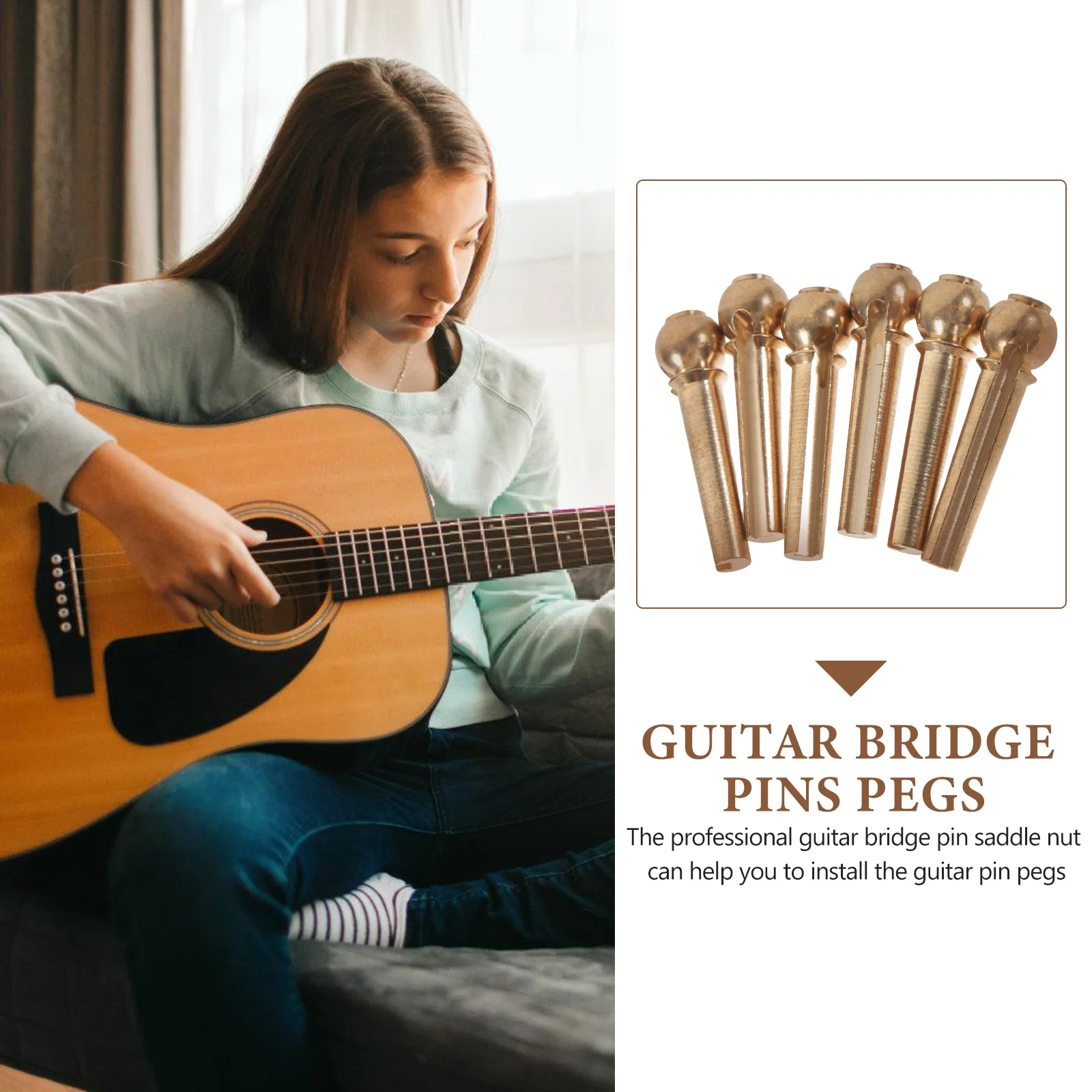 

1 Set Pins Set Metal Acoustic String Pin Practical Guitar Accessories Replacement Durable Guitar Repair Supplies Accessories