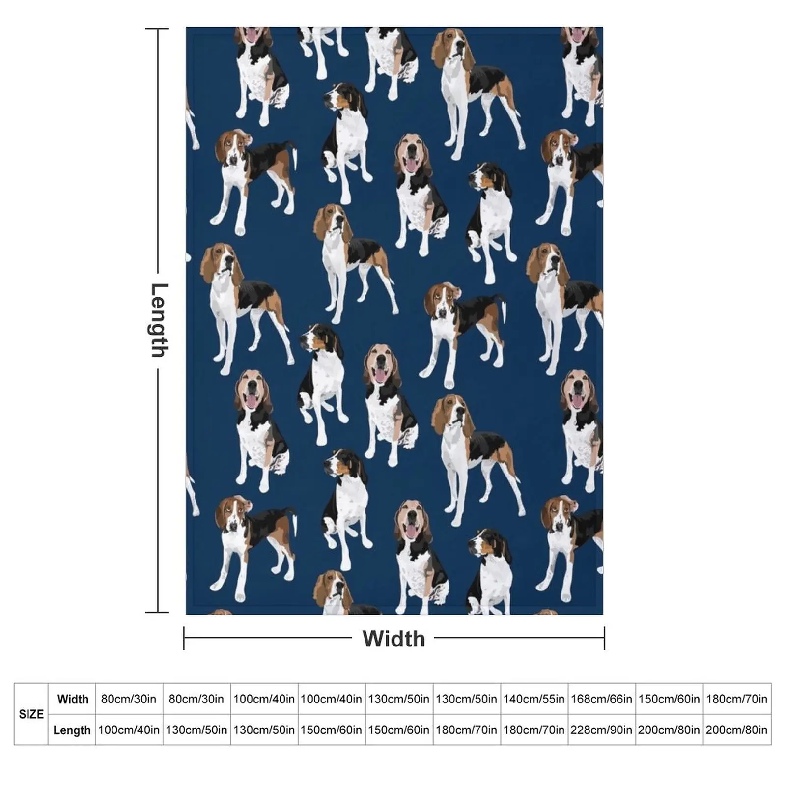 Treeing Walker Coonhound on Navy Throw Blanket couch cozy soft plush fuzzy picnic outdoor blanket