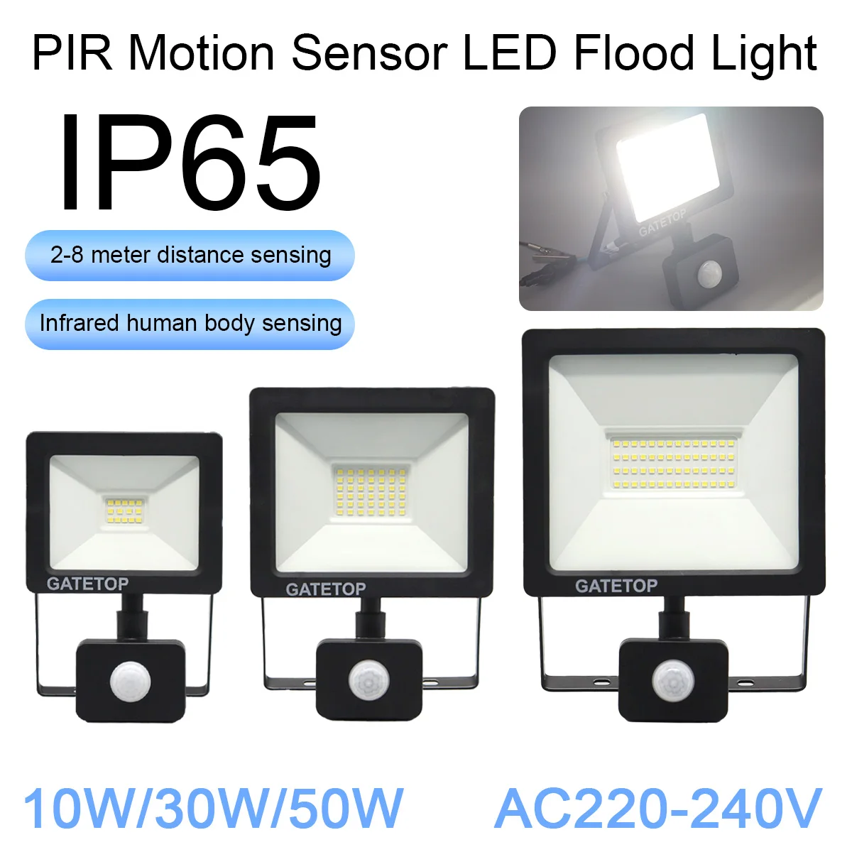 

RIP Motion Sensor LED Floodlight High Brightness 10W 30W 50WAC 220V Flood Light For Garden Street Outdoor Lighting