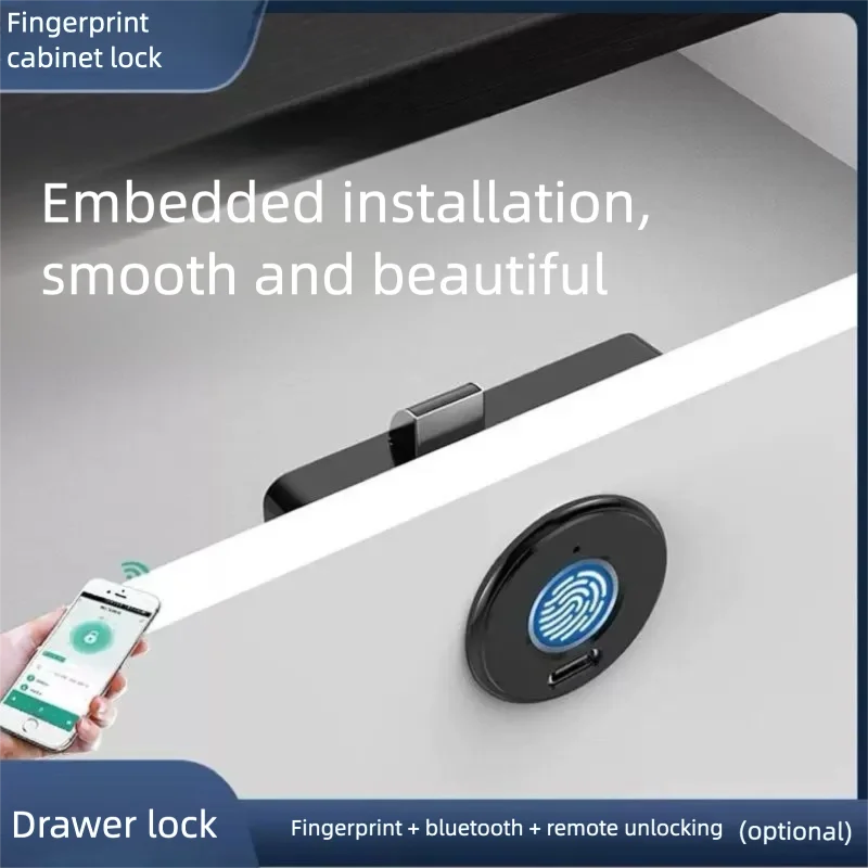 Smart Fingerprint Cabinet Lock - Biometric Bluetooth Electronic Code Lock for Drawer Closet Shoe Wardrobe Office Bedroom Hidden
