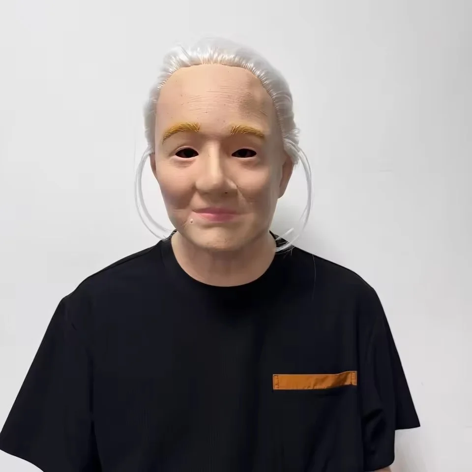 Halloween-Masken für Ältere Frauen und Männer, Falten-Vollkopfmaske, Opa/Oma Gesichtsmaske, Teufel-Neuheiten-Zubehör, Party-Cosplay-Requisiten – Detail 1