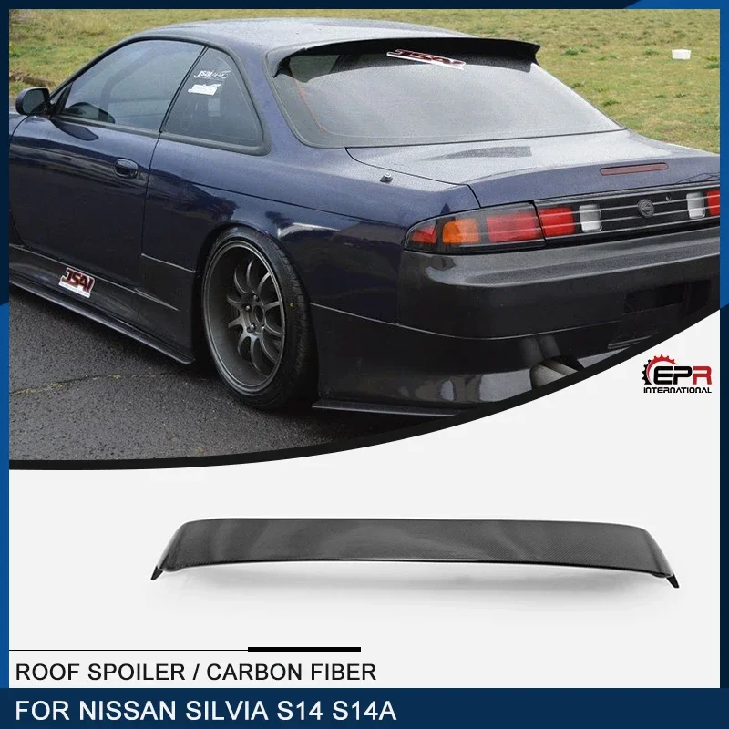 Car-styling For Nissan S14 Dmax Style Carbon Fiber Roof Spoiler (Might need work to fit) Glossy Finish Rear Wing Splitter