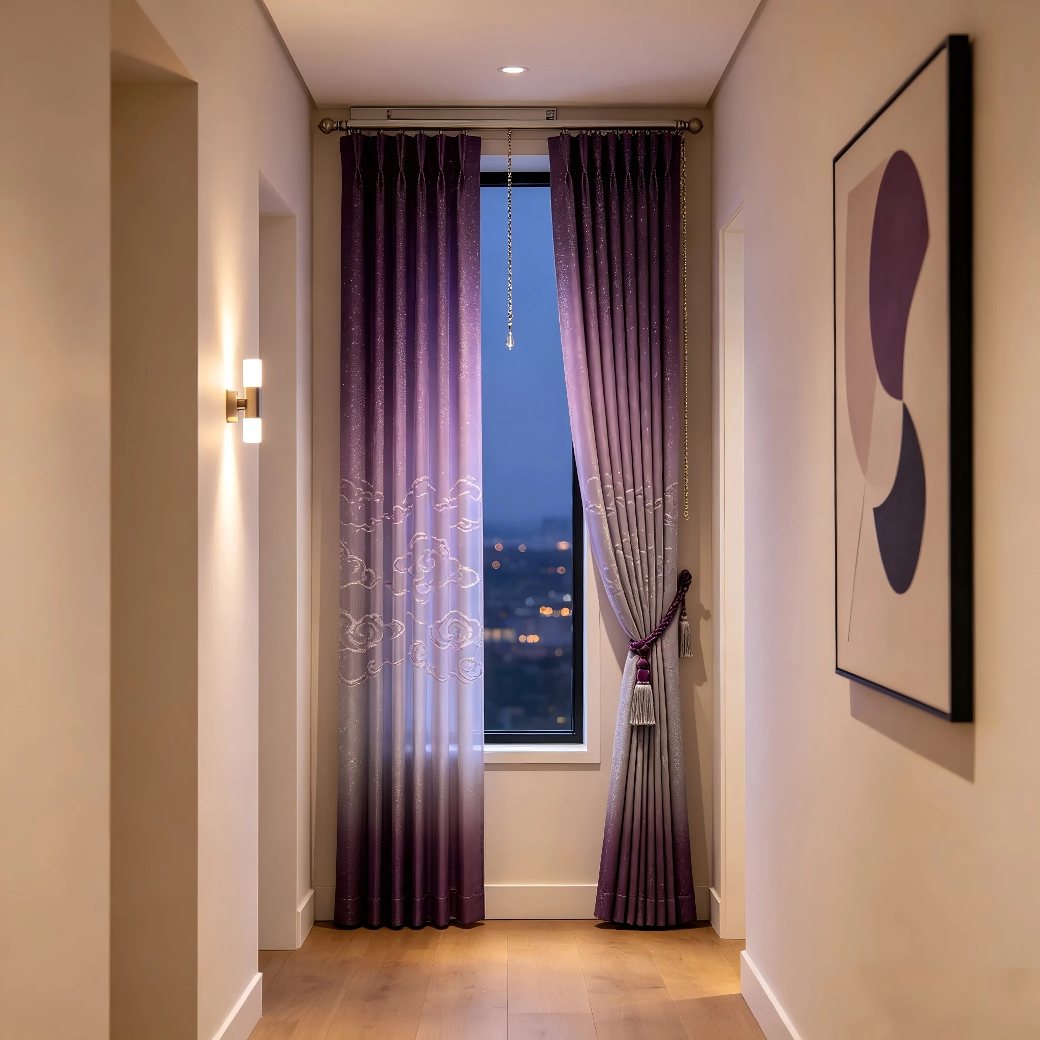 200368   Violet Pearl Fringed Curtains