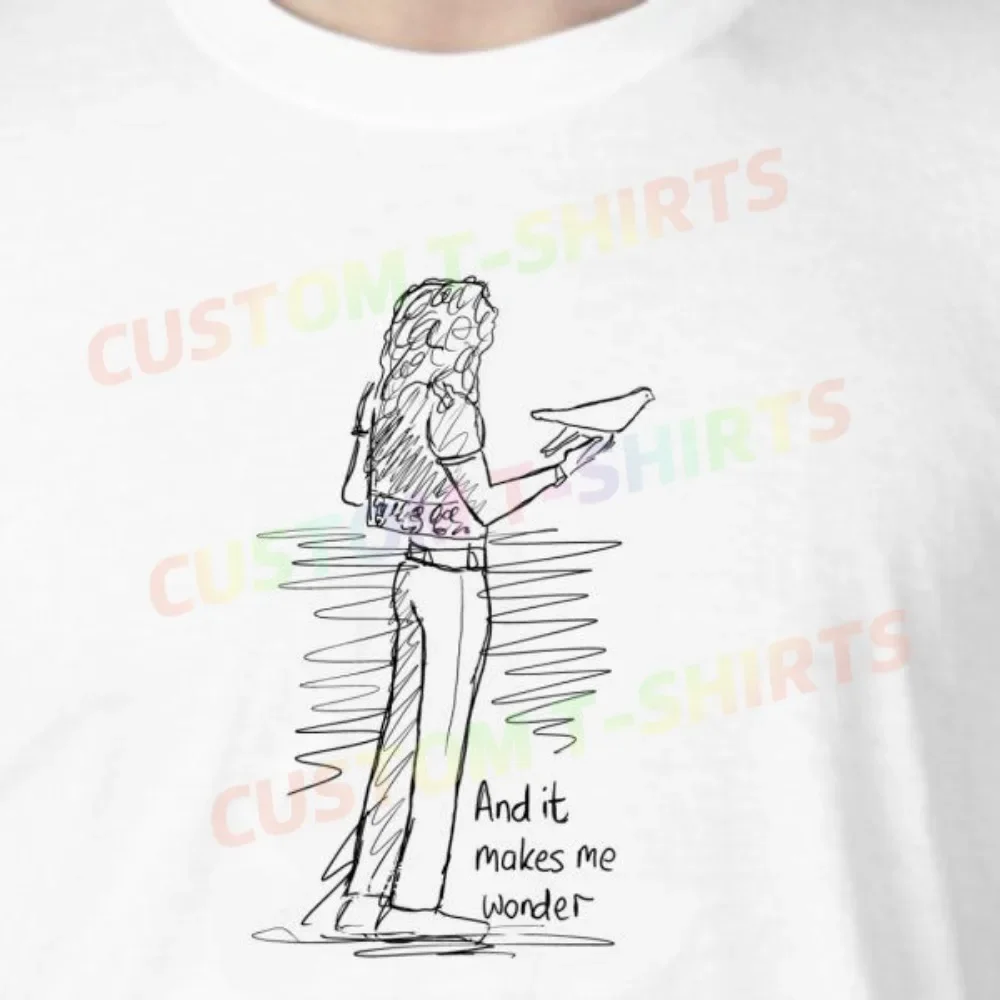 105 193_Robert_Plant_–_Led_Zeppelin تي شيرت بنمط مرسومة يدويًا على الطراز الهزلي لكل من الرجال والنساء في الصيف #1