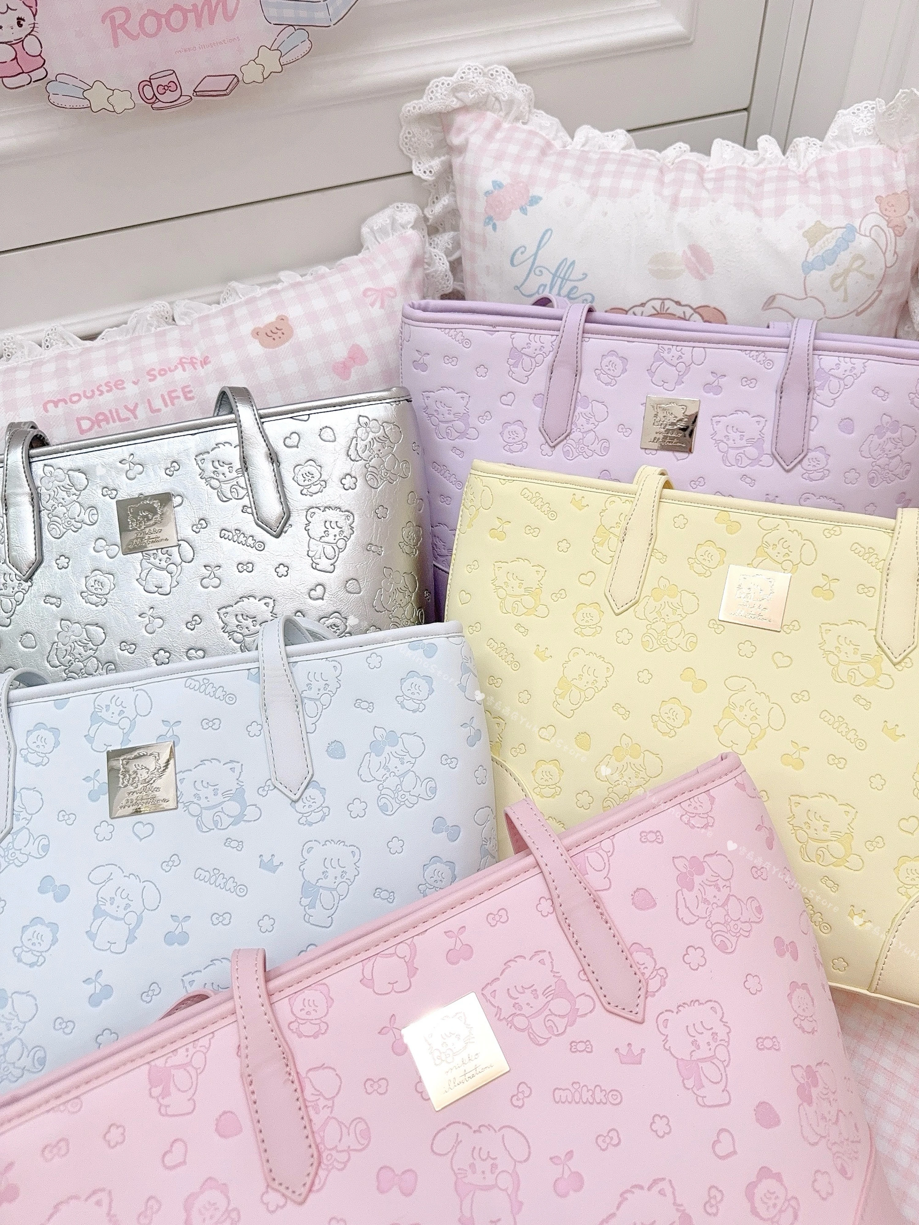 Autêntico novo mikko sacola portátil bonito versátil grande capacidade bolsa de ombro para mulheres colorido mikko anime presentes periféricos