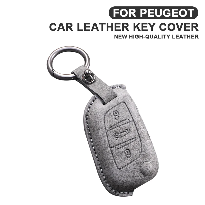 

For Peugeot 208 308 306 407 408 508 807 2008 3008 4008 5008 For Citroen C1 C3 C4 CACTUS C6 C8 Leather Car Flip Key Case Cover