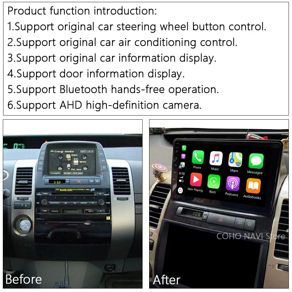 For Toyota Prius 20 2003-2009 Car Radio Multimedia Player car video play Gps Navigation Android12 Octa Core 8+256G QLED 1280*720