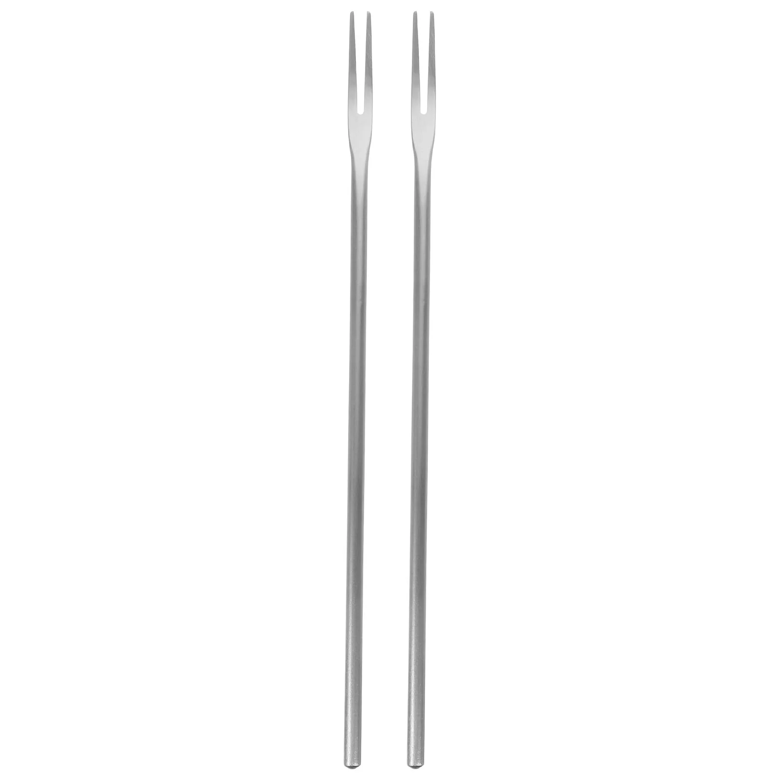 

2 Pcs Tasting Fork Beverages Stainless Steel Fruit Forks Sliver Dessert Silver Banquet