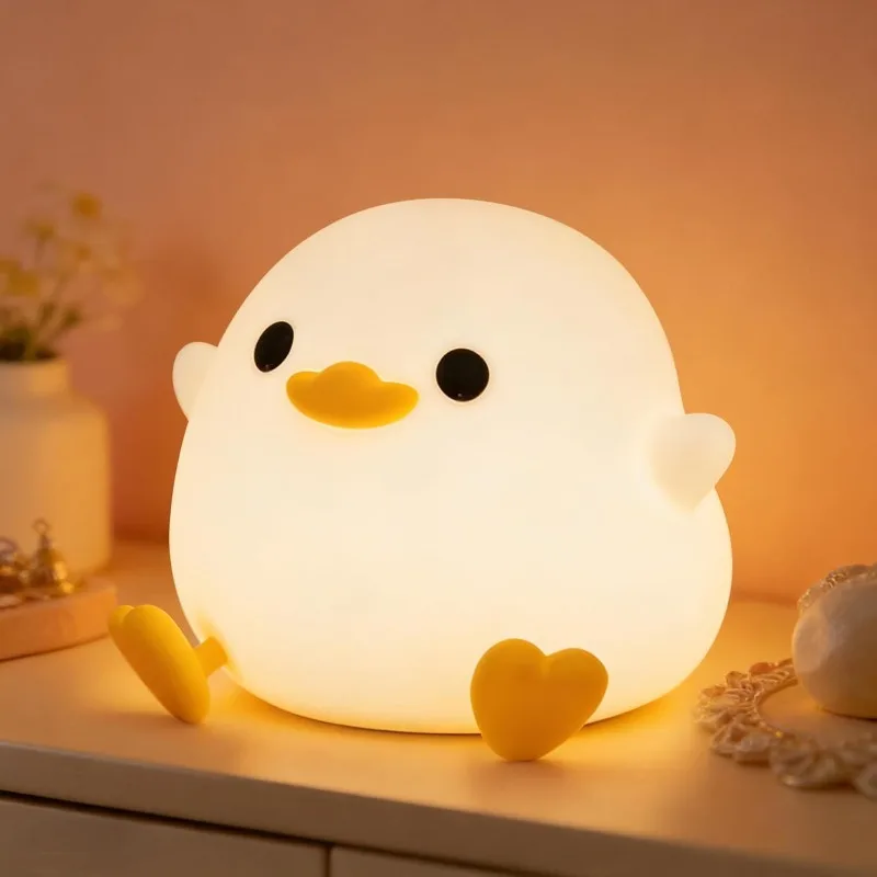 Cute DoDo Duck Lamp Squishy Silicone Dimmable Bedside Light Rechargeable Touch Nightlight for Boys Girls Room Decor