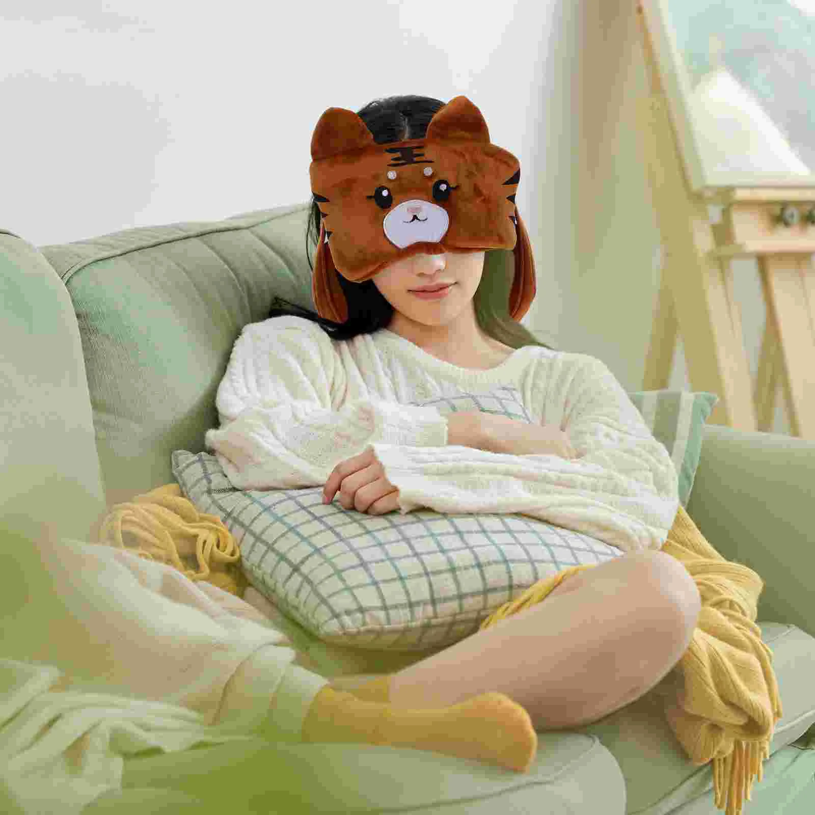 Eye Mask Pillow Travel 2-in-1 Blindfold Neck Sleep Cover Eyes Animal with Cloth Eyemask Child Office Pillows