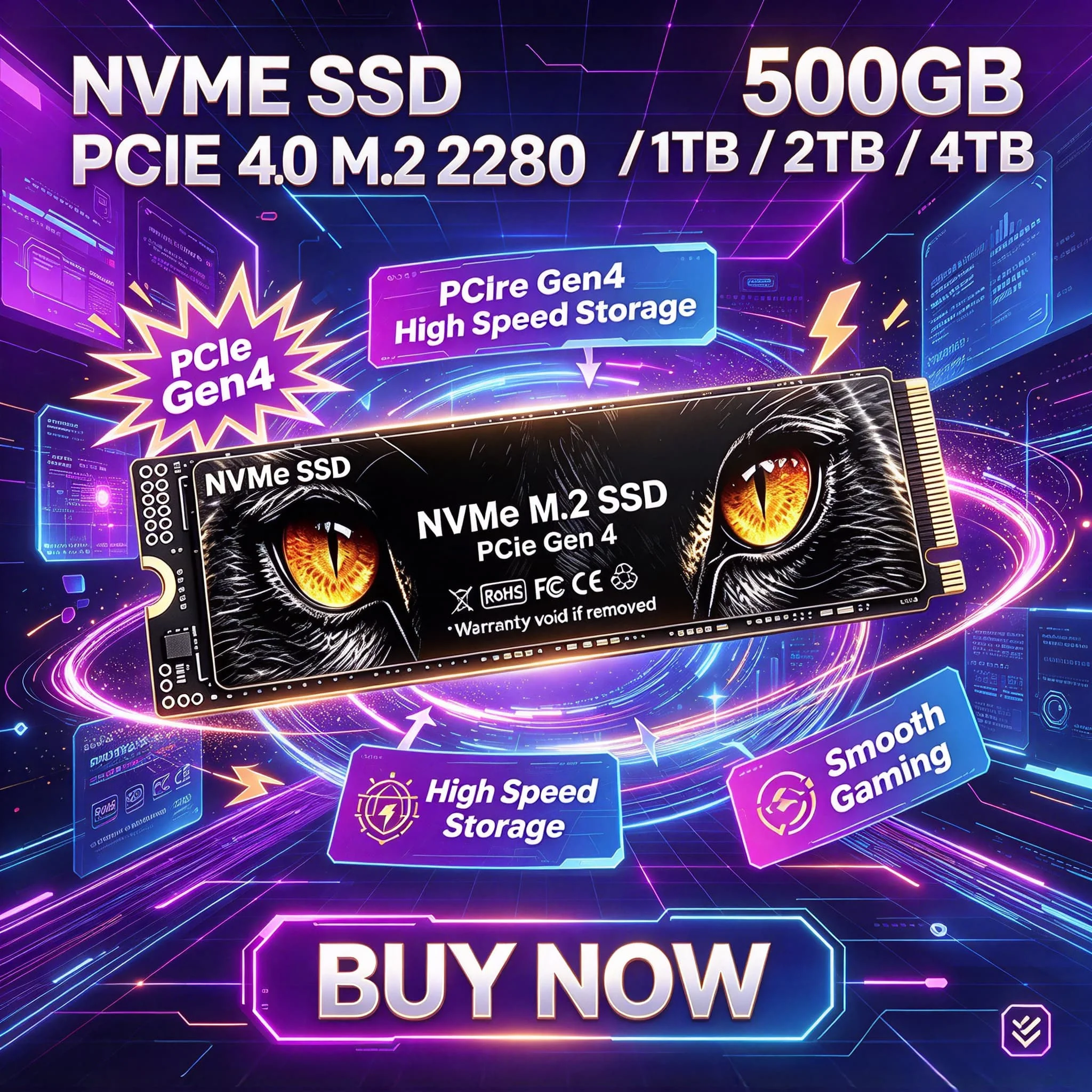 SSD YJ M2 NVMe PCIe Gen4 2026 Fast Speed Notebooks SSDs 500GB 1TB 2TB 4TB Inside Solid State Drive Gaming Office PC Notebook