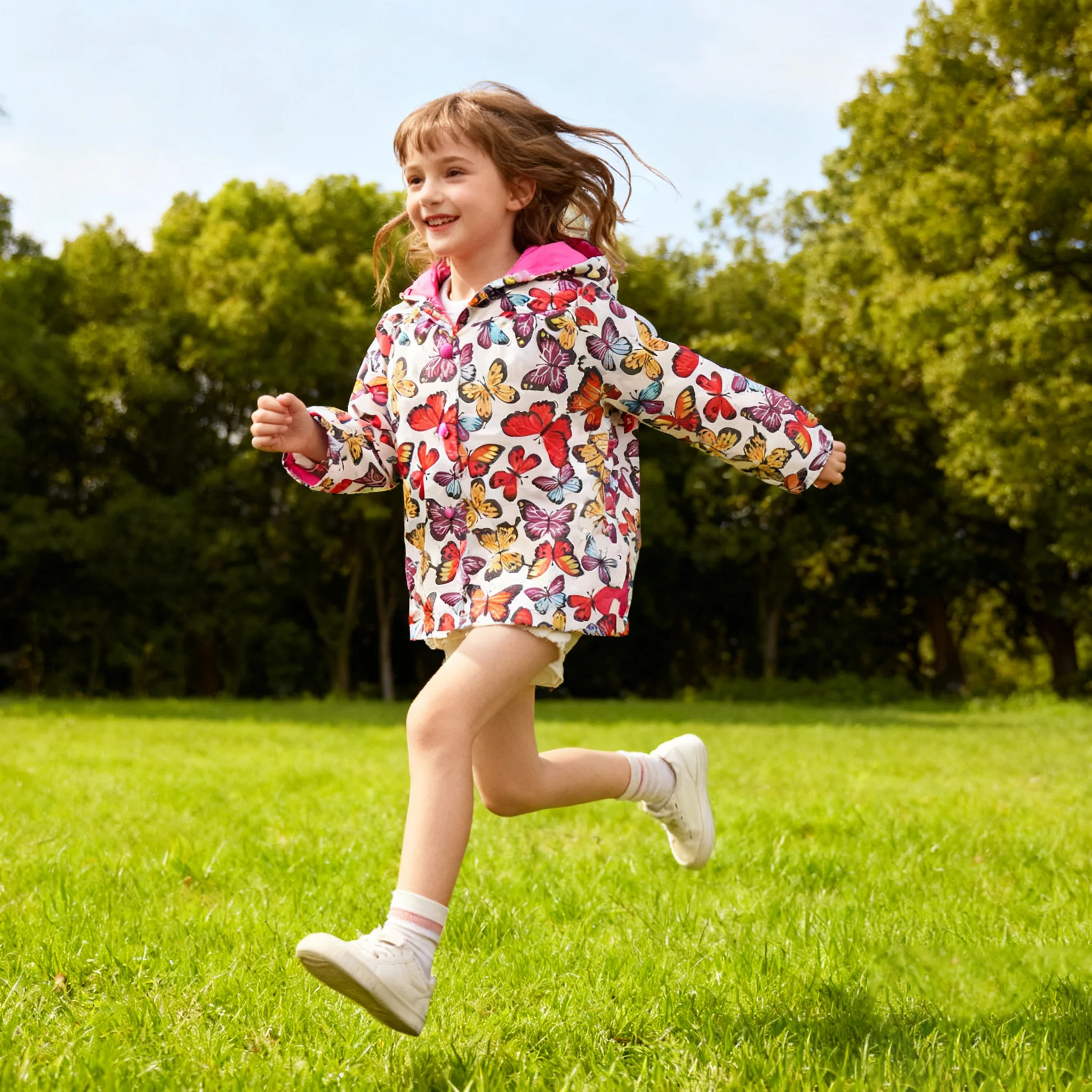 

Spring Children's Outerwear butterfly Printed Coats Casual Boys Girls Jackets Long Sleeved Kids Clothing Windproof rainproof 2-6