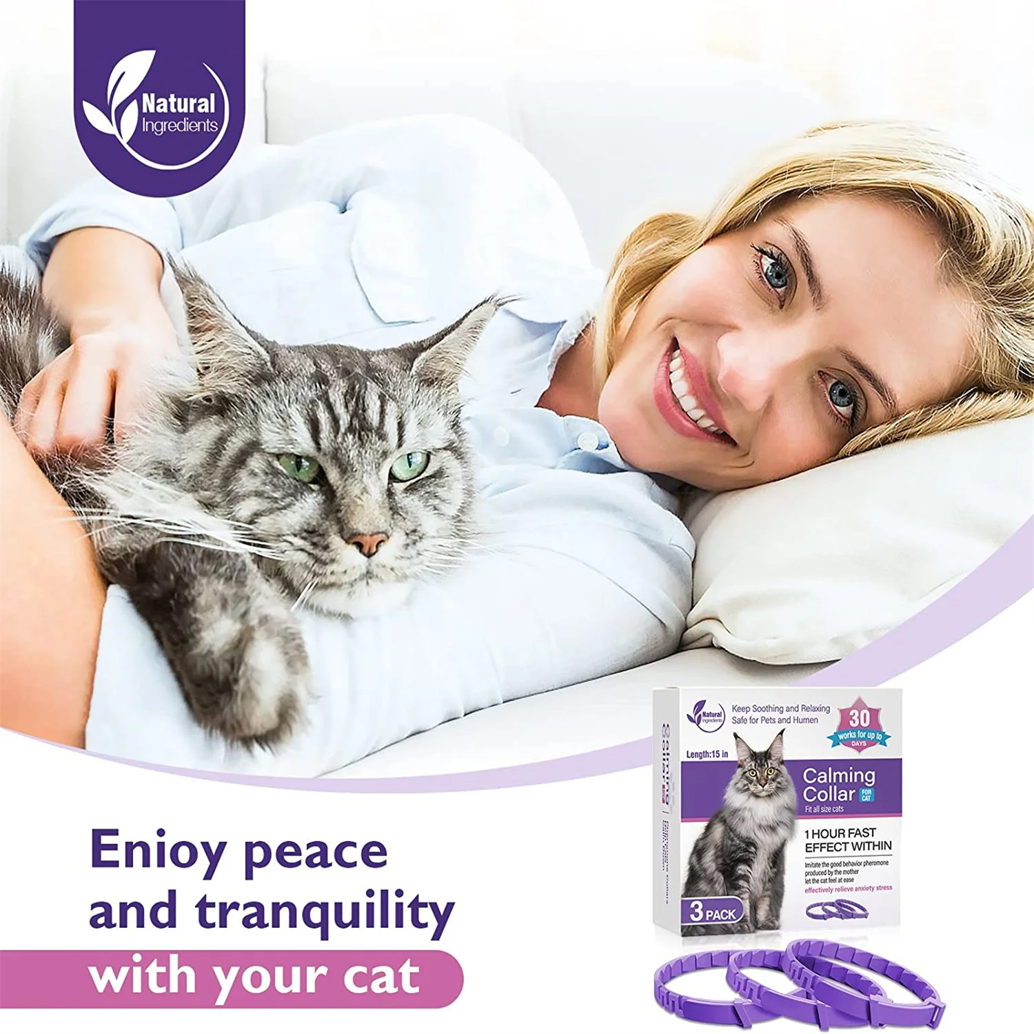 3PCS Calming Collar for Cat and Dog Pheromone Collar Efficient Relieve Reduce Anxiety Stress Calm Relaxing Comfortable Breakaway