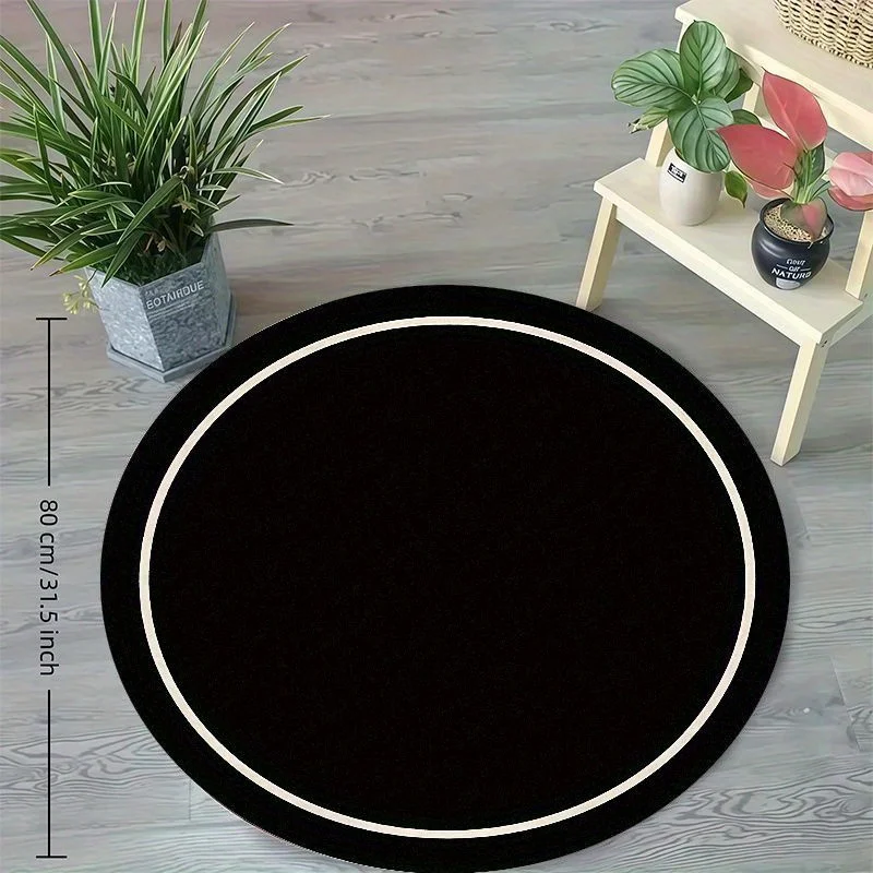 

1 шт. черный простой круглый коврик для прихожей из фланели, минималистичный напольный коврик, современный декор для дома