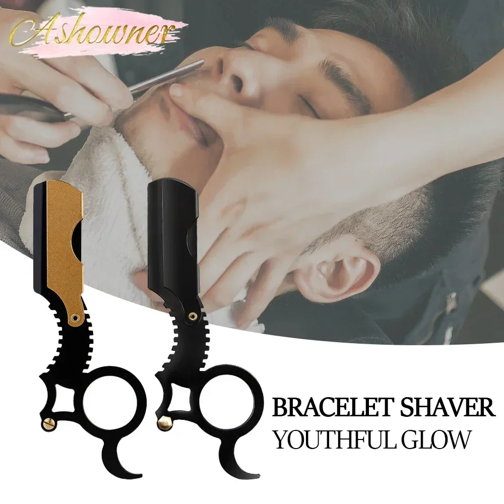 

Straight Edge Barber Razor Haircut Beard Eyebrow Shaving Tool Folding Shaving Razor Home Thumb Barber Knife Replaceable Blade