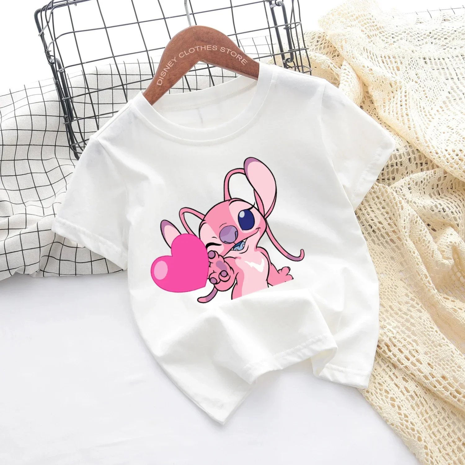 Kawaii Lilo Stitch Tshirt Kids Clothes Girls Summer Tops Cartoon Stitch Graphic Tees Cute Boys Anime T-shirt Female Tshirt