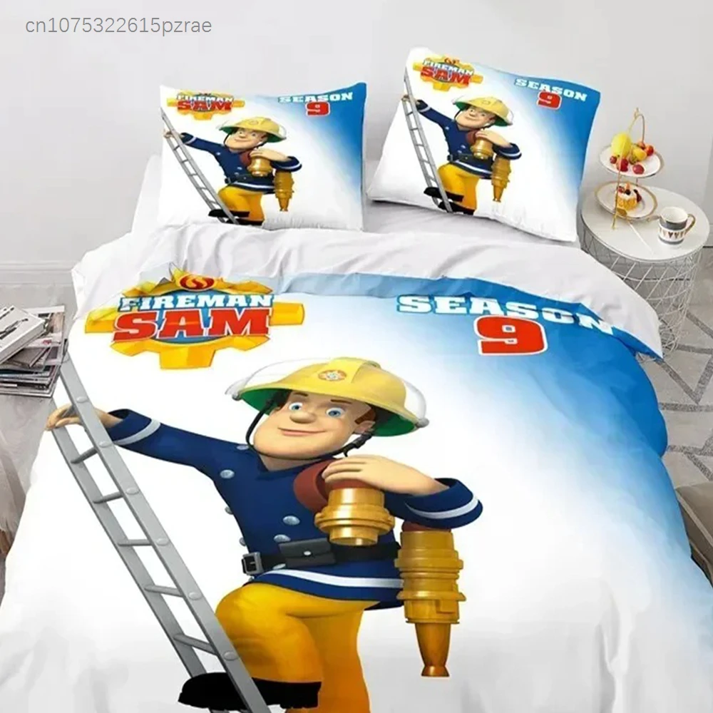 3D Print Cartoon Fireman Sam Bedding Set Duvet Cover With Pillowcase Single Double Twin Full Queen King Size